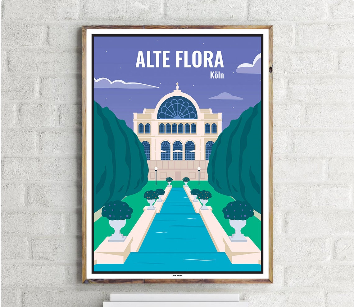 Alte Flora Kln Vintage Travel Poster