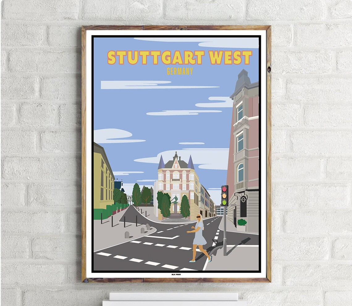 Stuttgartwest Vintage Travel Poster Art Print