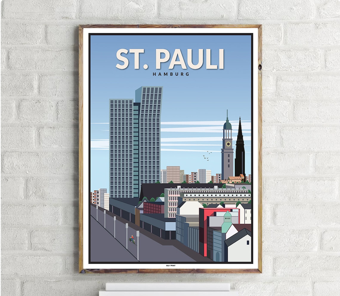 Hamburg St Pauli Vintage Travel Poster