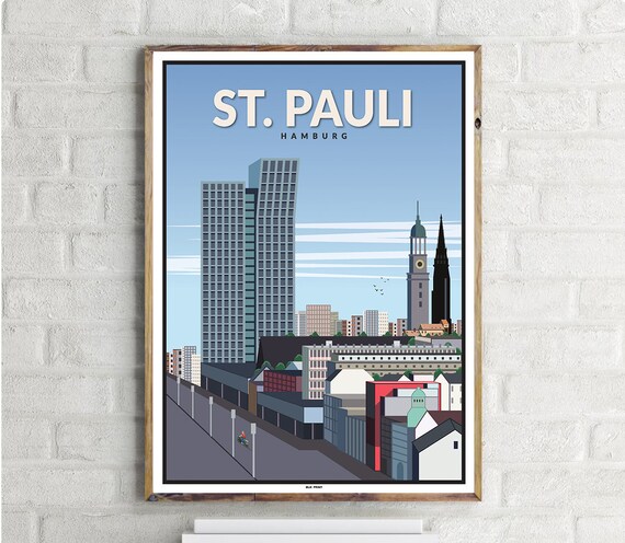 Hamburg St Pauli Vintage Travel Poster