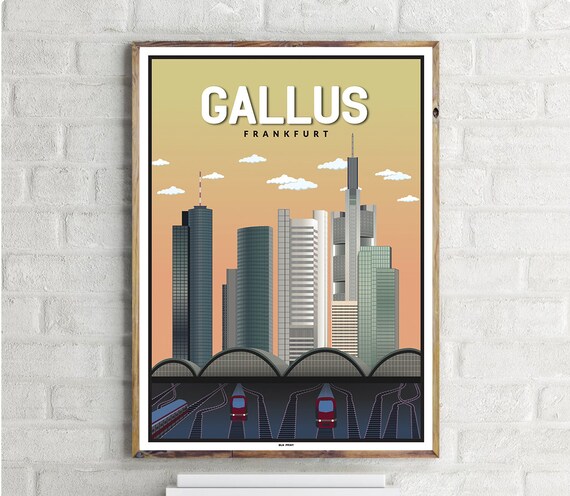Frankfurt Gallus Vintage Travel Poster, Germany