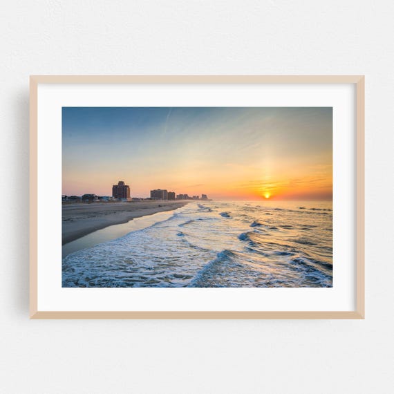 Ventnor City Print New Jersey Wall Art Sunset Framed Beach Home Decor Coastal Poster Ocean Fine Waves Landscape Scenic
