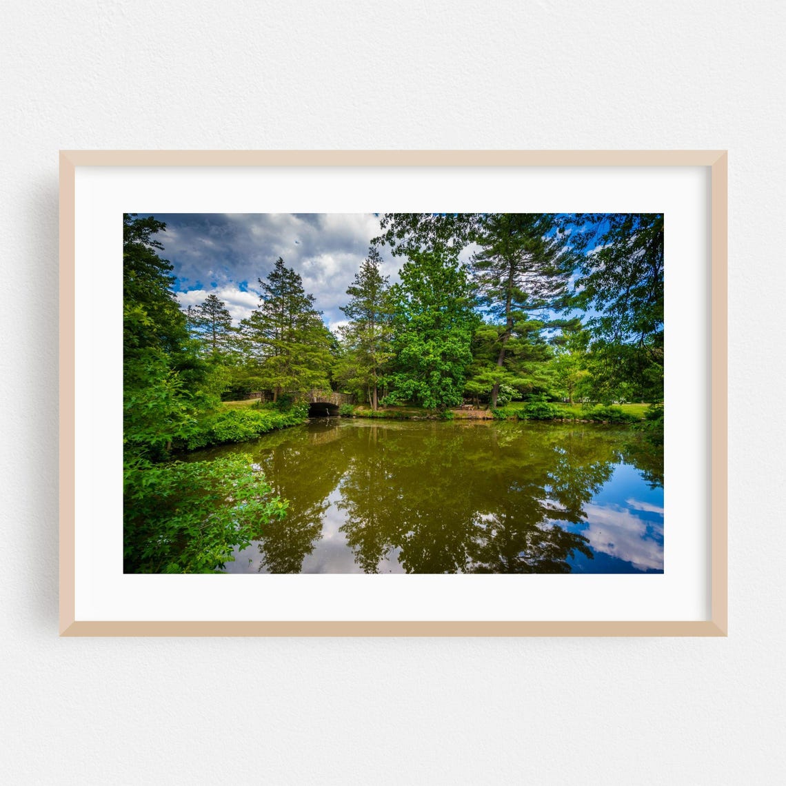 Hartford Connecticut Forest Pond Stone Bridge Summer Scene Poster
