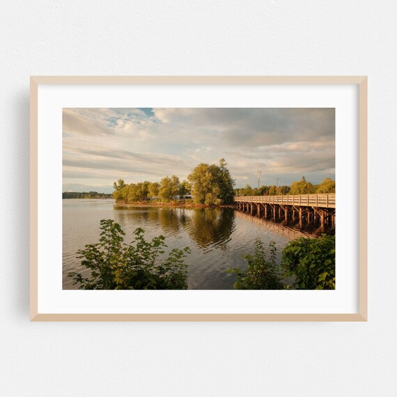 Newport Vermont Wooden Bridge Over Calm Lake Golden Light Poster