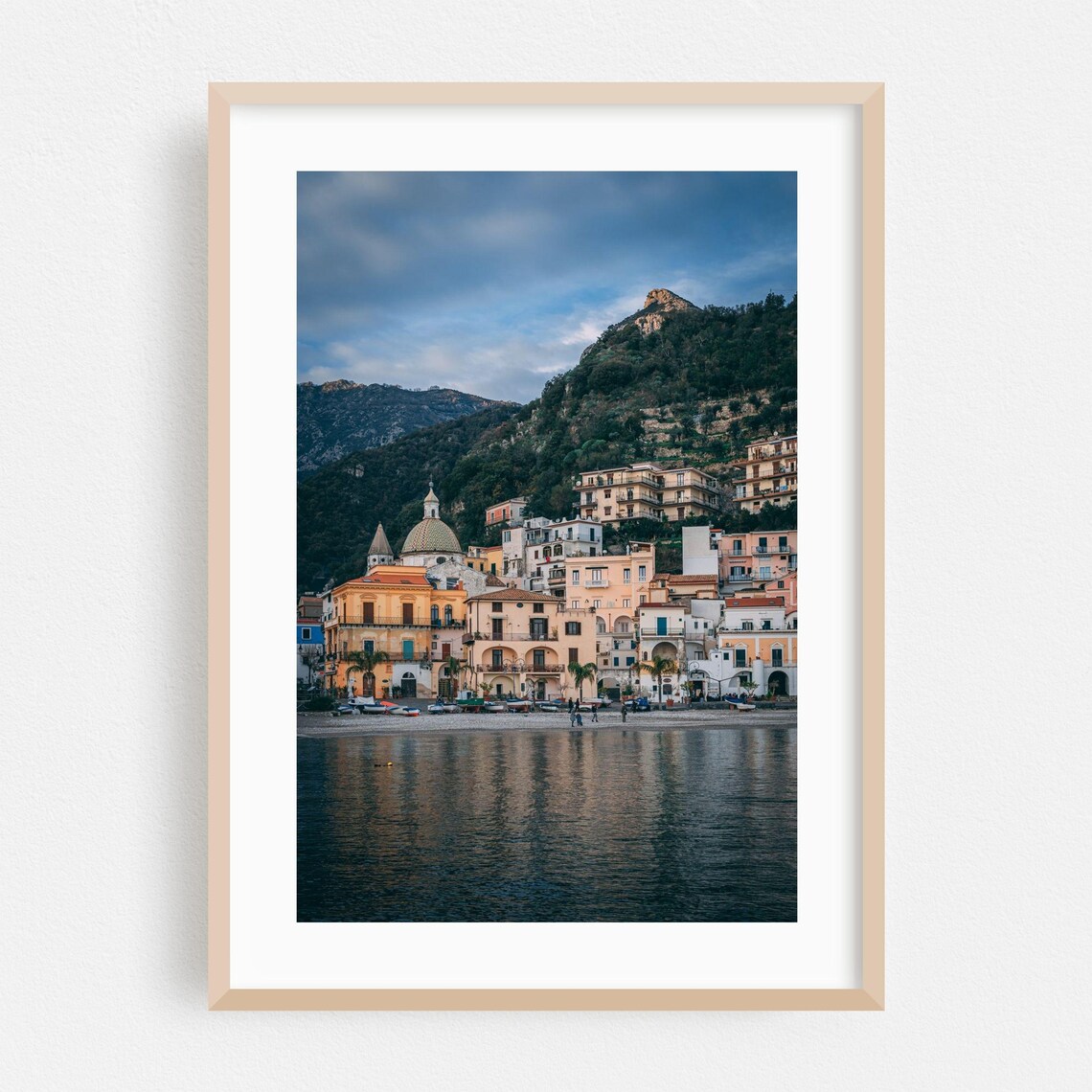 Cetara Italy Amalfi Coast Fishing Village Dusk Harbor Photo Poster