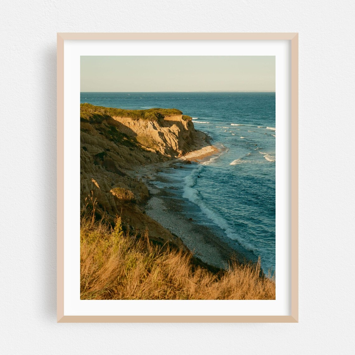 Montauk New York Golden Cliffs Ocean Shore Coastal Scenic Nature Poster