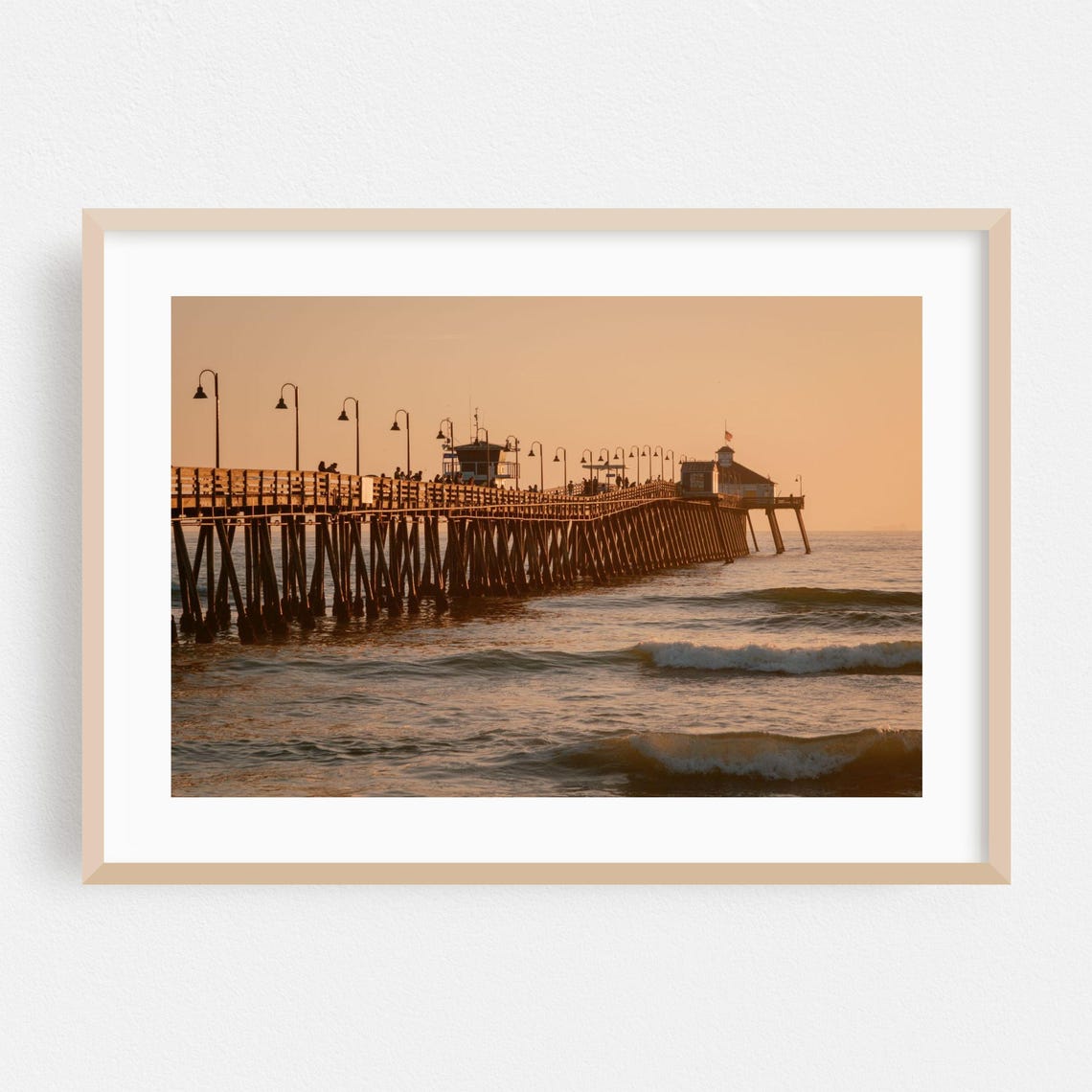 Imperial Beach Pier Silhouette at Dusk Waves Photography Poster