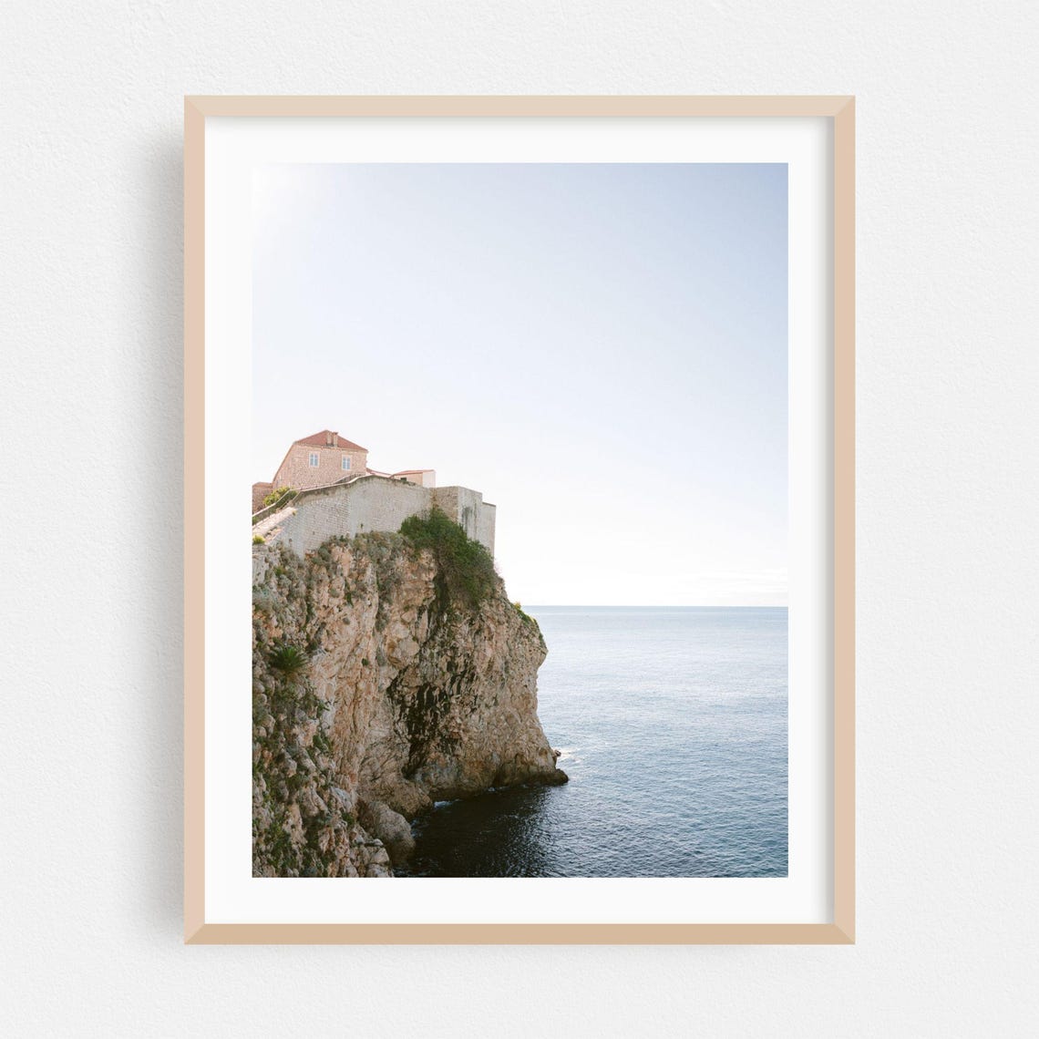 Dubrovnik Cliffside Fortress Over the Adriatic Sea Coastal Wall Poster