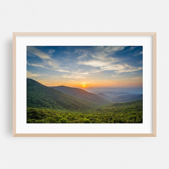 Virginia Sunset Wide Mountain Ridges Summer Forest Scenic Poster