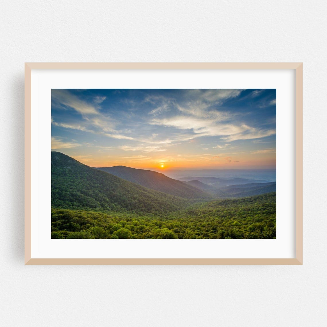 Virginia Sunset Wide Mountain Ridges Summer Forest Scenic Poster