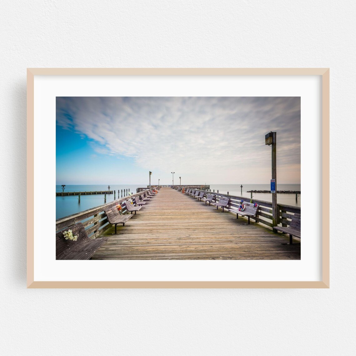 Chesapeake Beach Wooden Fishing Pier Morning Seascape Poster