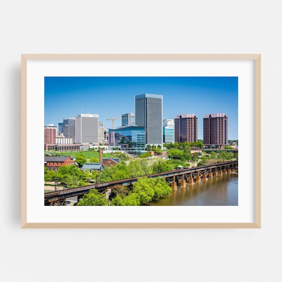 Richmond Virginia Skyline Bridge River Cityscape Photography Poster