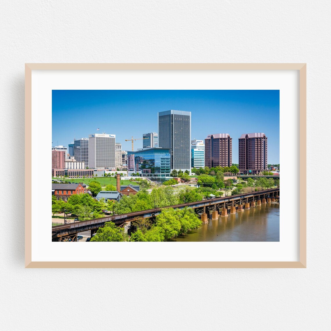 Richmond Virginia Skyline Bridge River Cityscape Photography Poster
