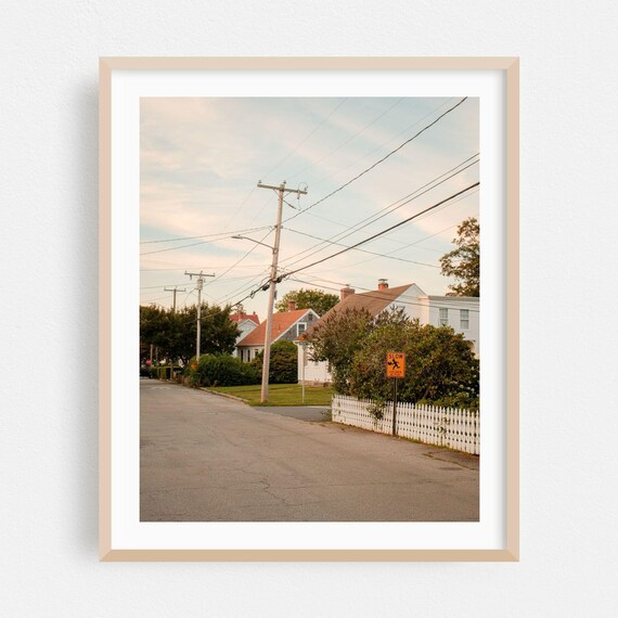 Groton Connecticut Quiet Suburban Street Golden Hour Photography Poster