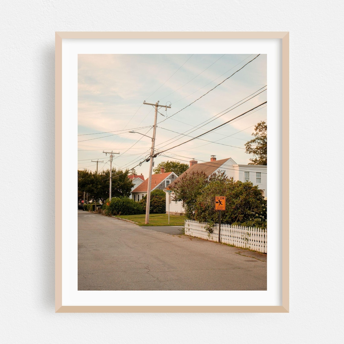 Groton Connecticut Quiet Suburban Street Golden Hour Photography Poster