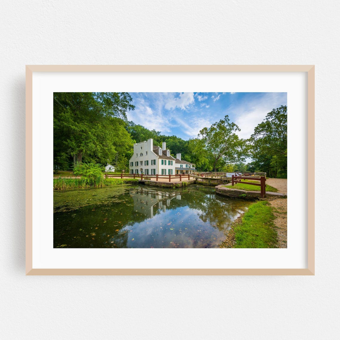 Maryland Historic Mill Pond Reflection Scenic Architecture Poster