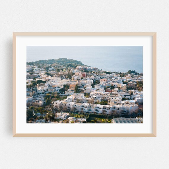 Capri Italy Whitewashed Town Seaside Hillside Cityscape Photo Poster