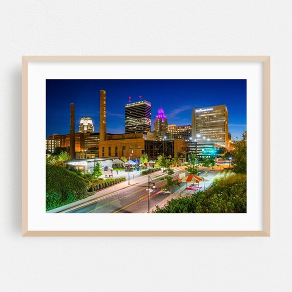 Winston-Salem North Carolina Night Skyline City Lights Wall Art