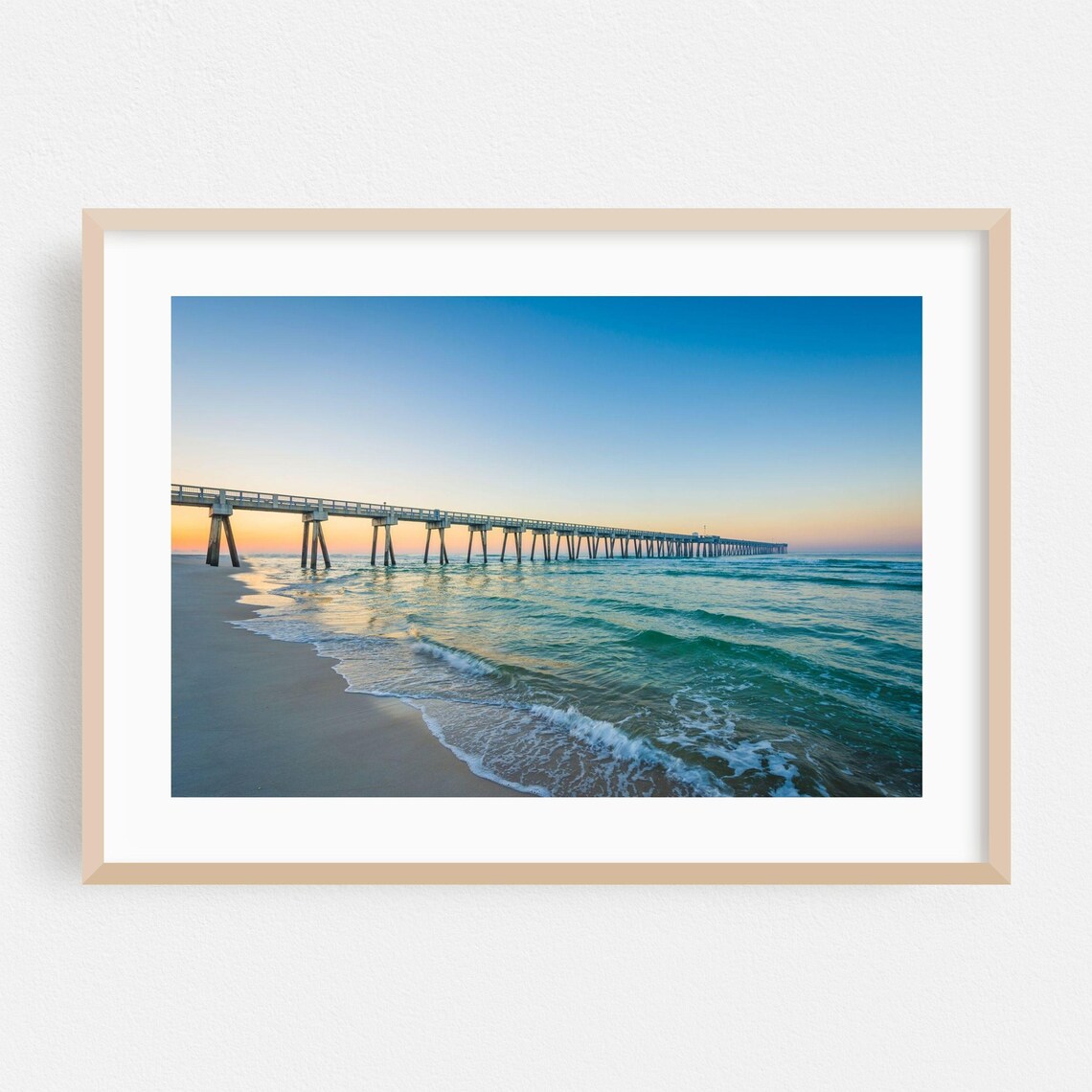 Panama City Beach Pier Sunrise Ocean Waves Florida Coastal Photo Poster
