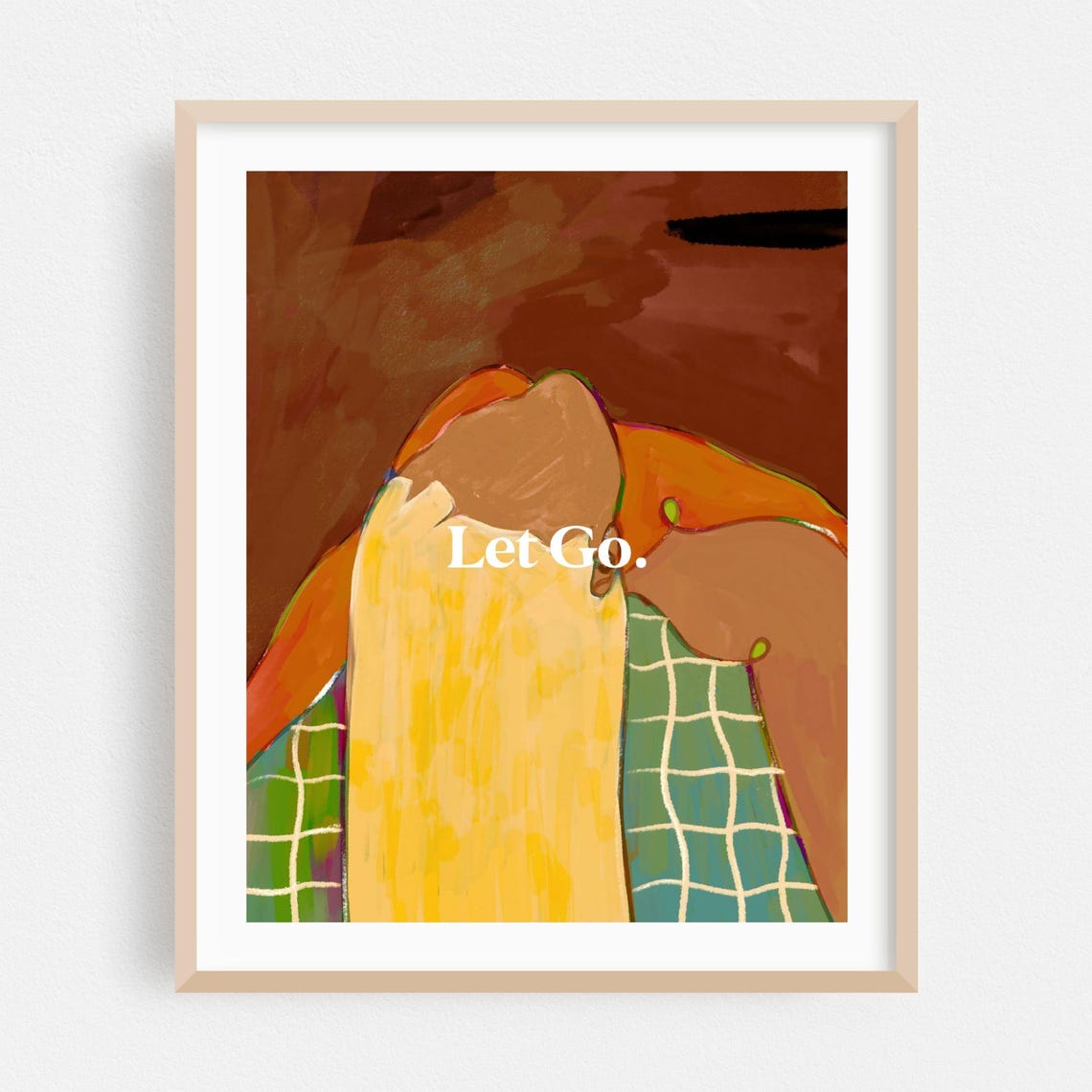 Abstract Print Modern Wall Art Motivational Framed Inspirational Home Decor Quote Poster Illustration Fine Typography Let Go