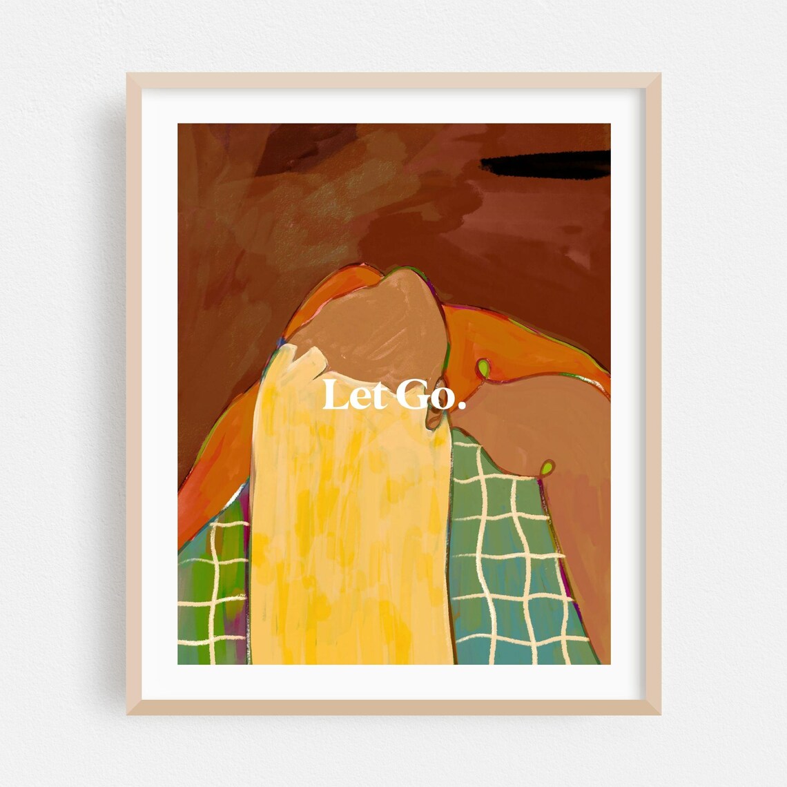Let Go Abstract Embracing Women Illustration Motivational Quote Poster