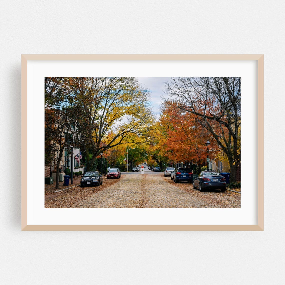 Alexandria Virginia Autumn Cobblestone Street Photography Poster