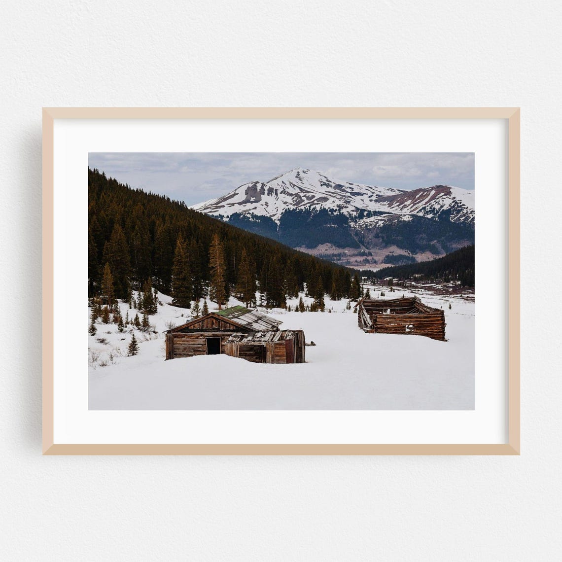 Abandoned Mining Cabins Snowy Rocky Mountain Winter Photo Poster