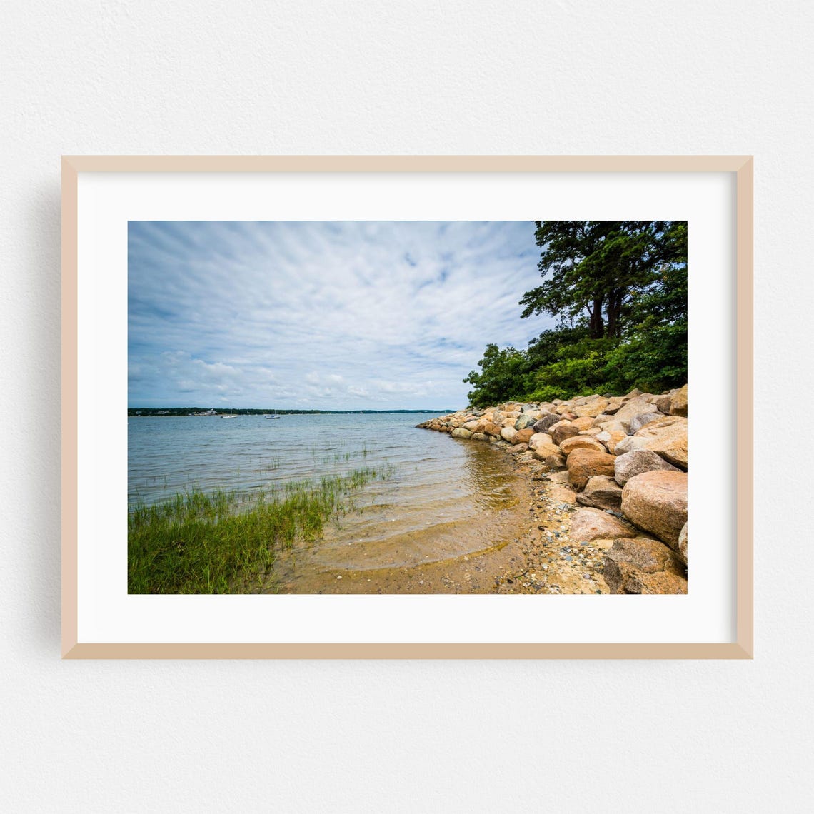 Massachusetts Rocky Shoreline Calm Coast Summer Photography Print