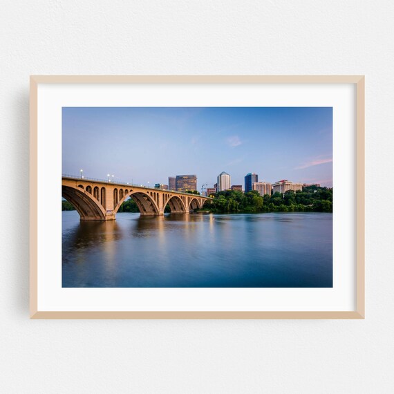 Arlington Stone Arch Bridge At Dusk City Skyline Travel Poster