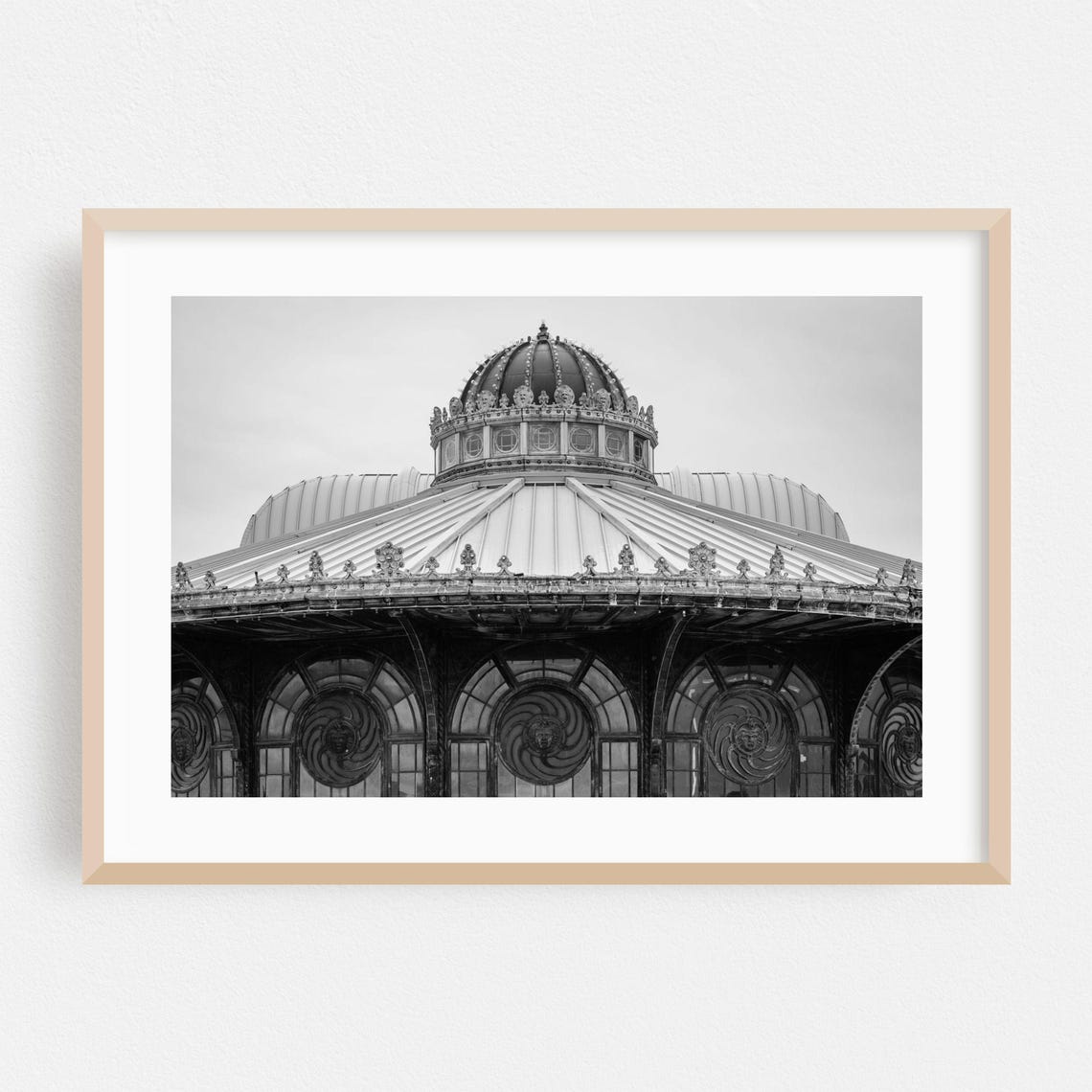 Asbury Park Boardwalk Dome Architecture Black And White Photo Poster