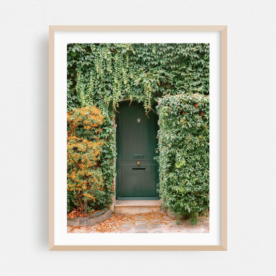 Charming Garden Green Door Number 8 Wrapped in Ivy Botanical Photo Print