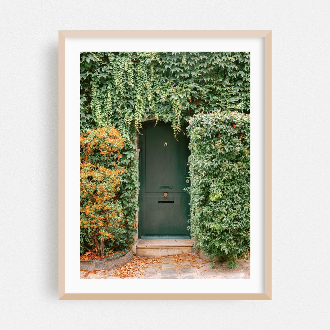 Charming Garden Green Door Number 8 Wrapped in Ivy Botanical Photo Print