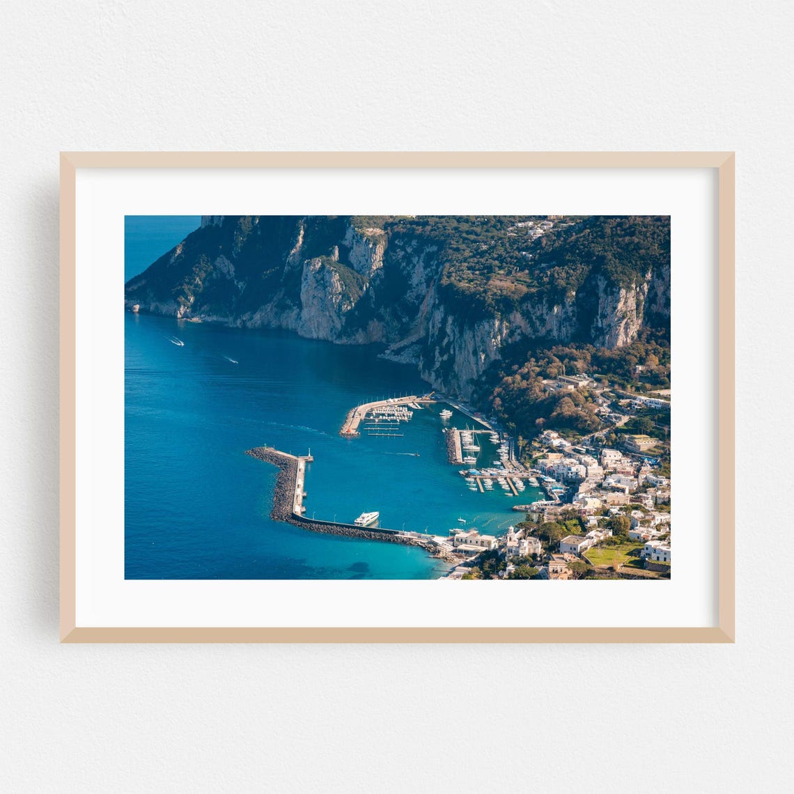 Capri Harbor Aerial View Italy Mediterranean Cliff Marina Poster