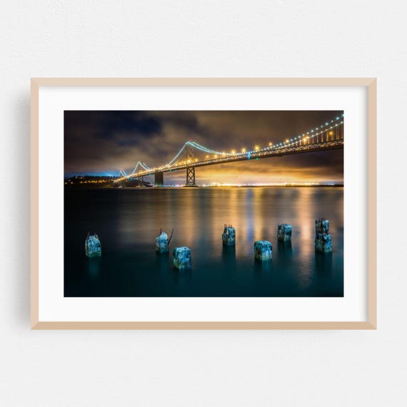 San Francisco Print Wall Art Bridge Framed City Home Decor Night Sky Poster Harbor Fine Waterfall Architecture