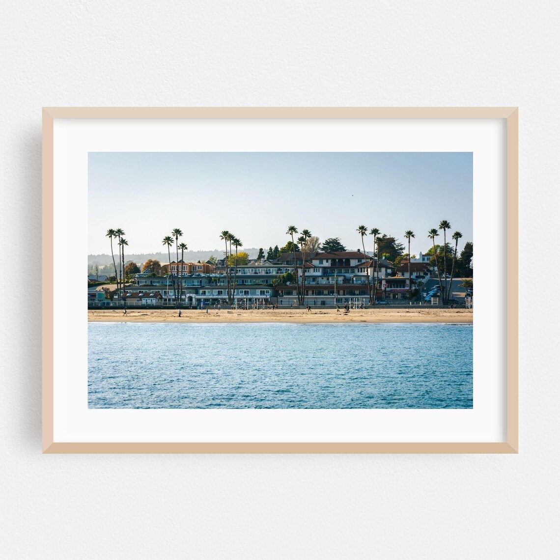 Santa Cruz Beach Oceanfront Homes Palm Trees Coastal Photography Poster