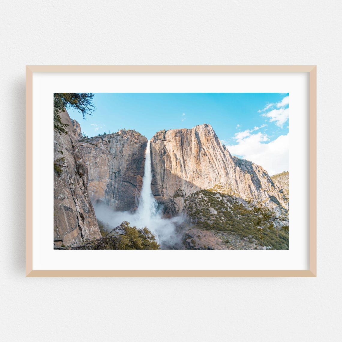 Majestic Waterfall Plunging Down Granite Cliff Face Nature Poster