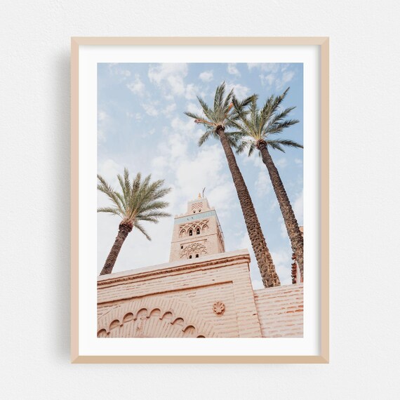 Marrakesh Morocco Koutoubia Mosque Palm Trees Architecture Poster