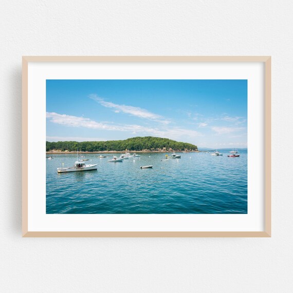 Bar Harbor Maine Fishing Boats Harbor Summer Photography Poster