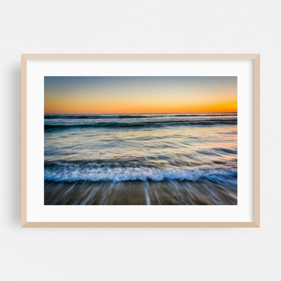 Los Angeles Beach Golden Sunset Waves Shoreline Photography Poster