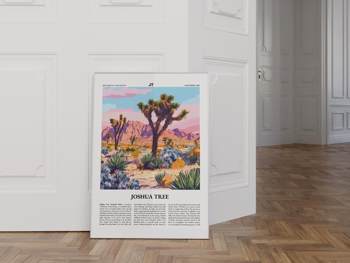 Joshua Tree California Poster Desert Guide Yucca Trees Sunset Art - Image 2
