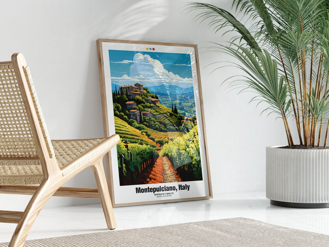 Montepulciano Italy Tuscan Vineyard Hill Town Countryside Travel Poster - Image 2