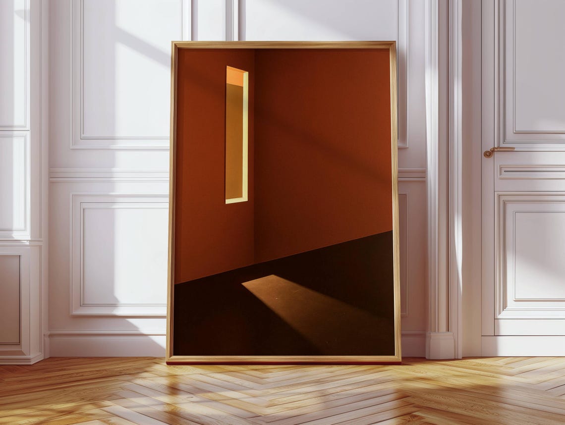 Terracotta Minimalist Architecture With Sunlit Window Art Print