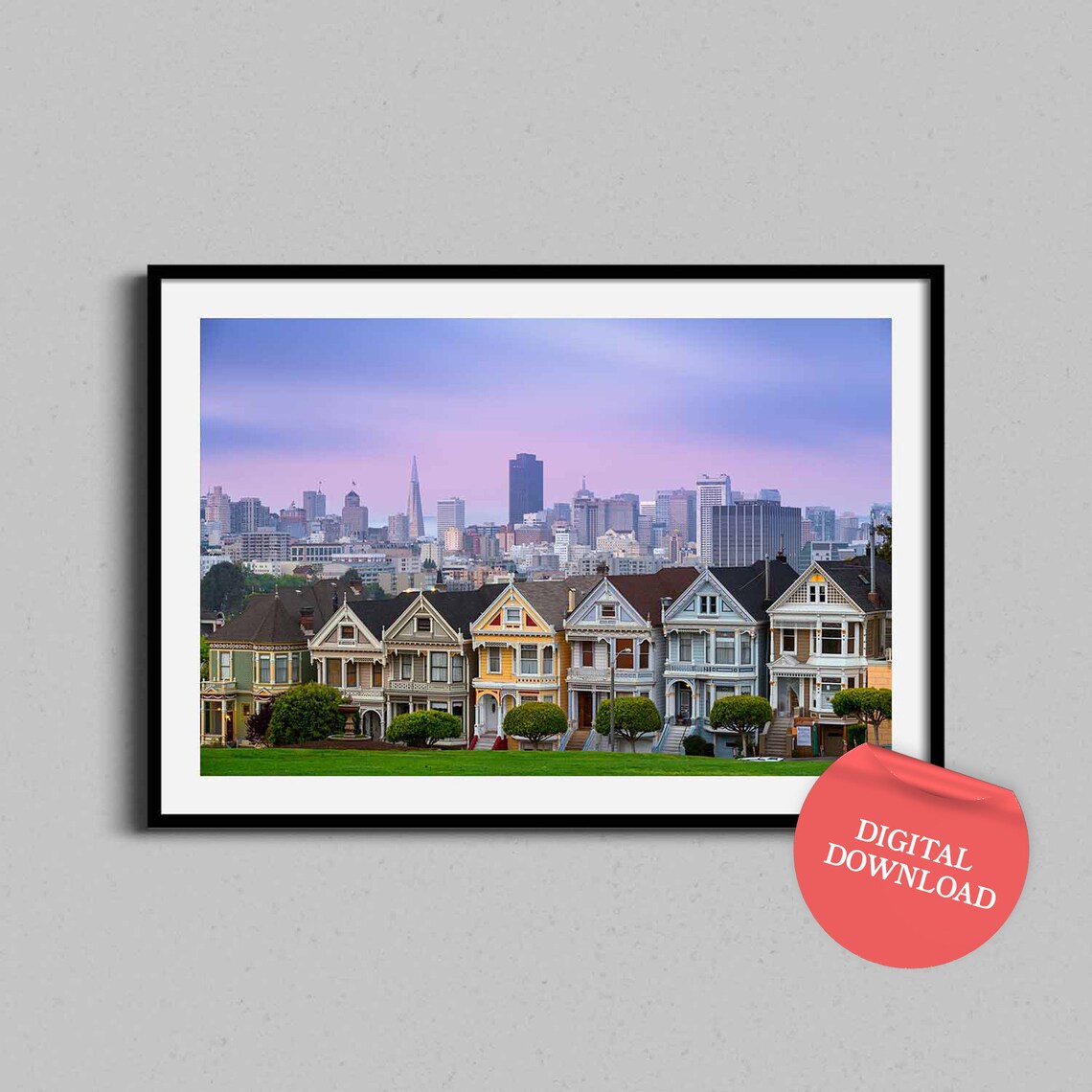 San Francisco Painted Ladies Victorian Homes Dusk Photo Poster