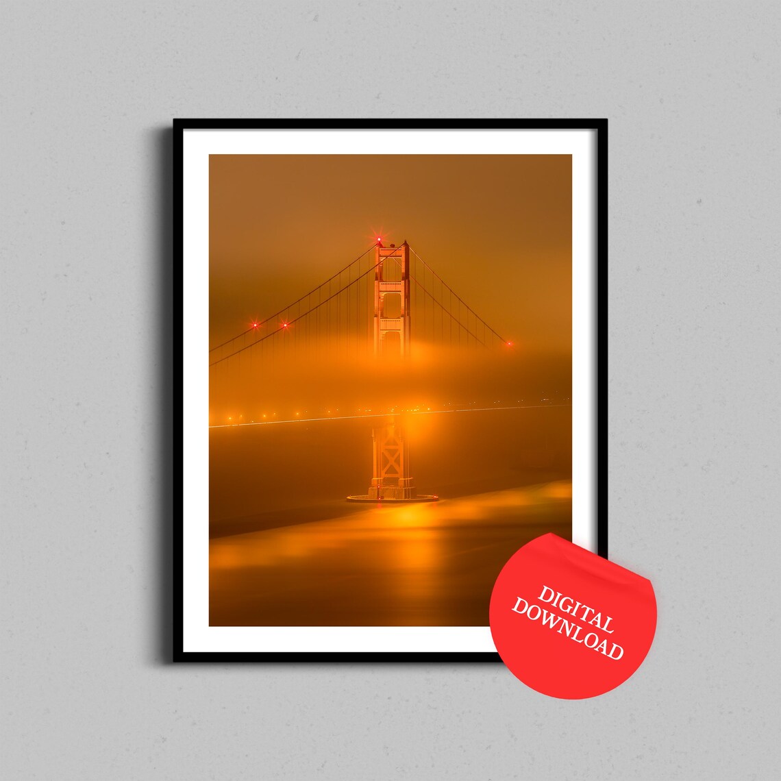 Golden Gate Bridge Golden Fog Night Glow San Francisco Poster