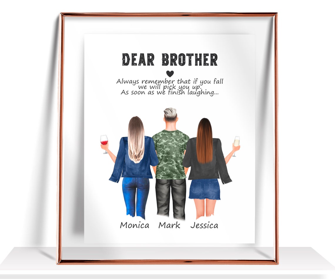 Brother Gift Personalized Gift For Brother From Sister Family Portrait Birthday Gift For Him Brother Sister Gifts Brother Sister Print Decor