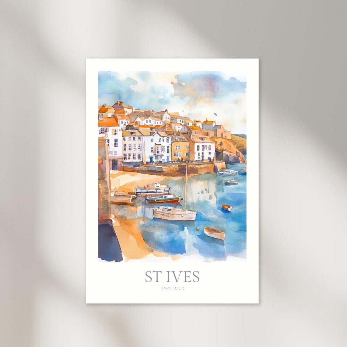 St Ives England Harbor Boats Watercolor Cornwall Travel Poster