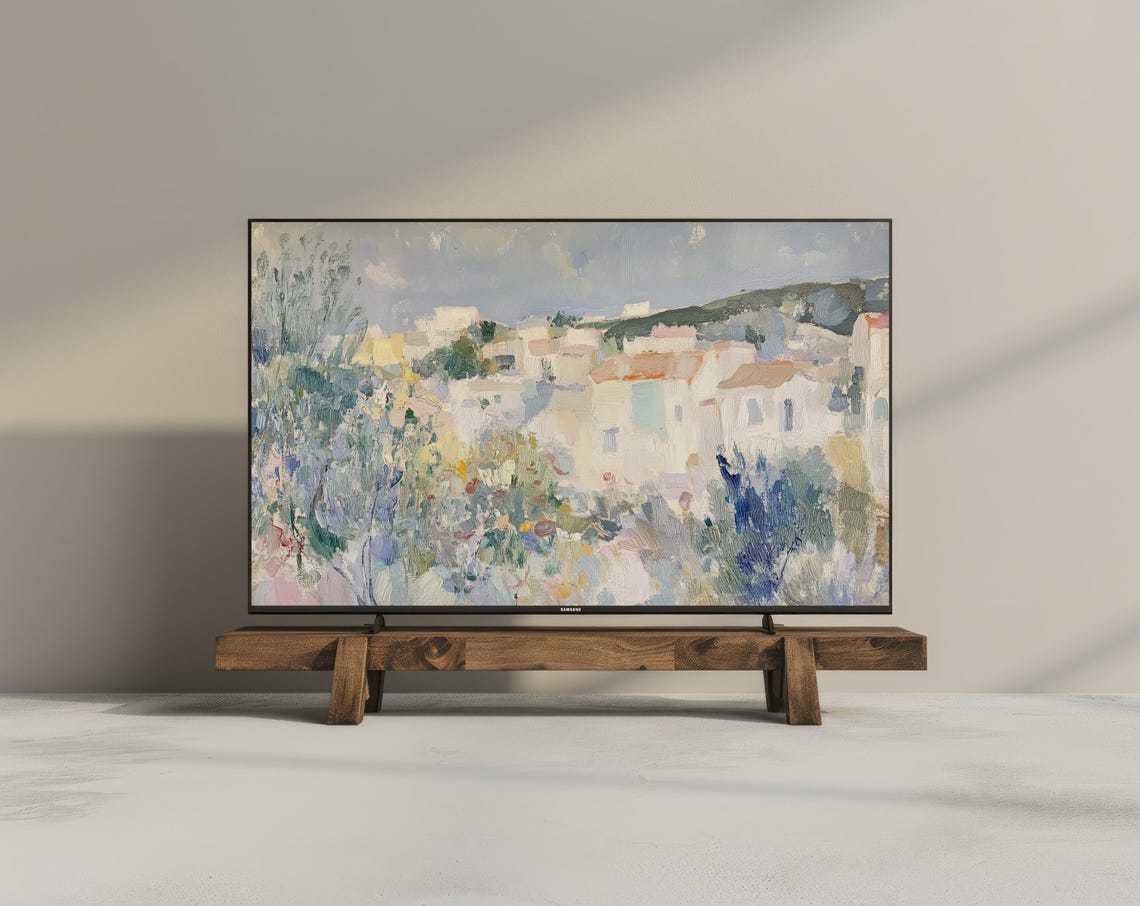 Abstract Pastel Village Painting Frame TV Digital Art Print Decor