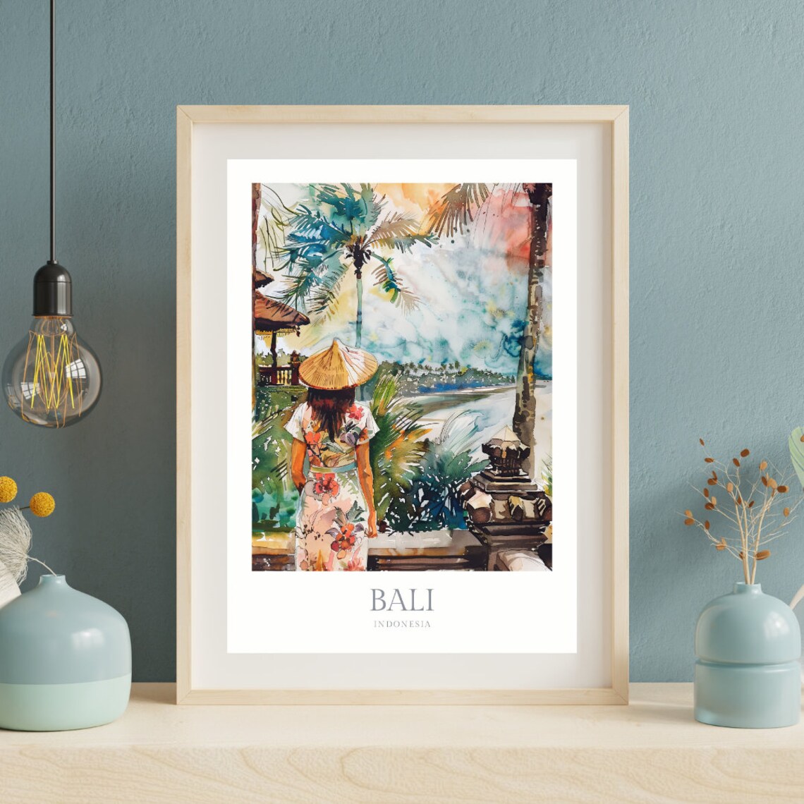 Bali Indonesia Watercolor Art Print, Travel Poster - Image 2