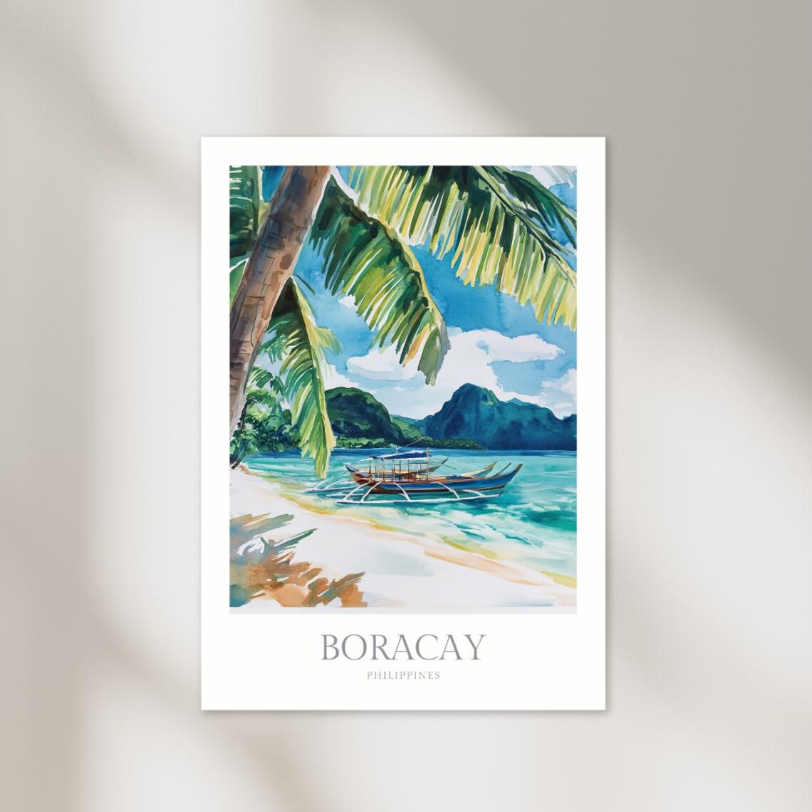 Boracay Philippines Watercolor Travel Poster Art Print