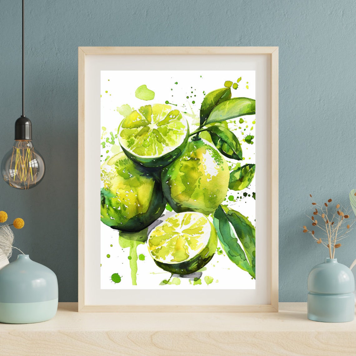 Fresh Limes Watercolor Green Citrus Kitchen Bright Decor Poster - Image 3